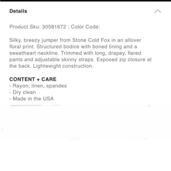 Stone Cold Fox Jerry Jumpsuit Size XS/Small (SCF Size 1) Floral Rose Linen - Picture 16 of 16